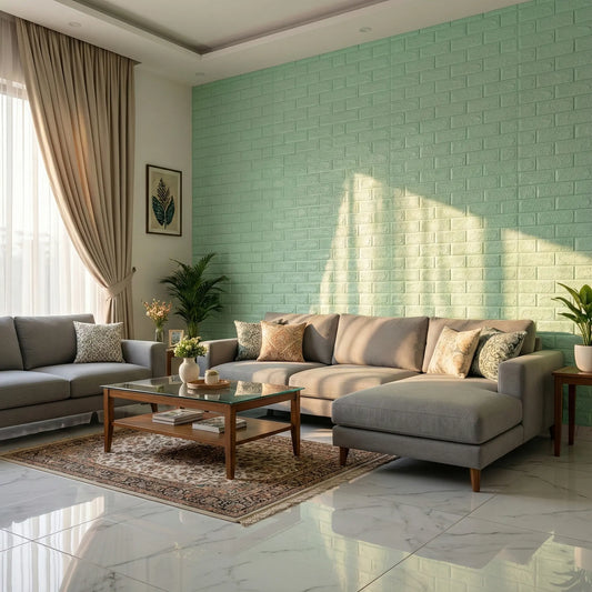 3D light Green Brick Wall Panels | Waterproof & Seelan-Proof (Self-Adhesive)
