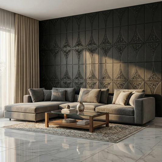 3D black flower Wall Panels | Waterproof & Seelan-Proof (Self-Adhesive)