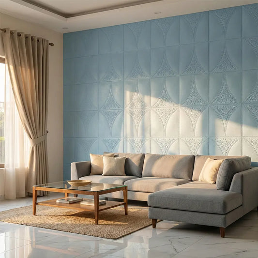 3D Blue flower pattern Wall Panels | Waterproof & Seelan-Proof (Self-Adhesive)