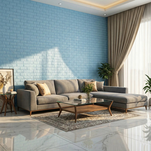 3D light Blue Brick Wall Panels | Waterproof & Seelan-Proof (Self-Adhesive)