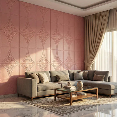 3D Pink flower pattern Wall Panels | Waterproof & Seelan-Proof (Self-Adhesive)